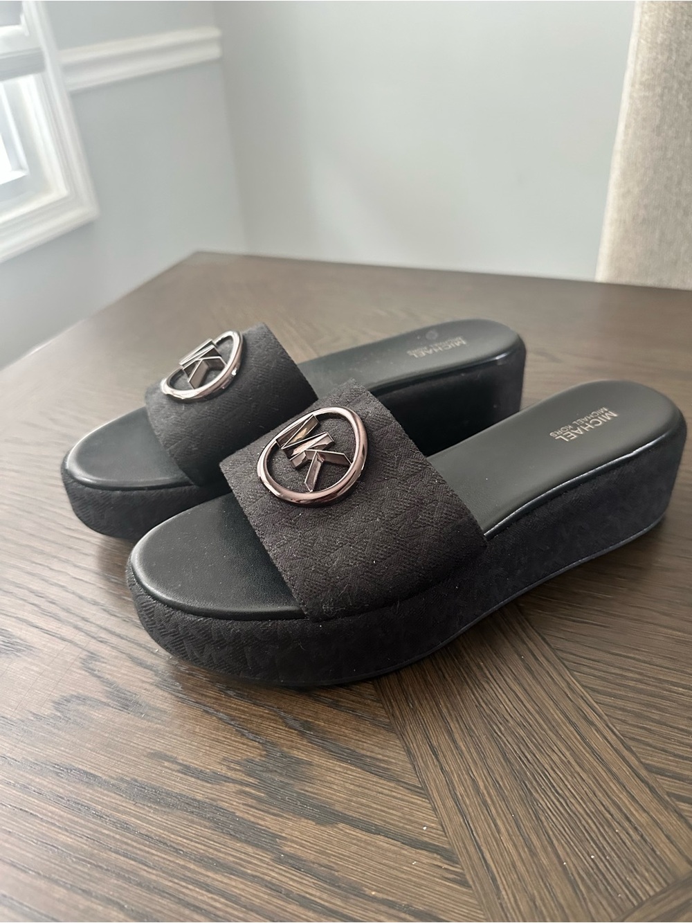 MICHAEL Michael Kors Black Platform Logo Slide Mules